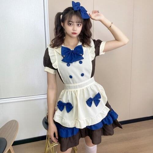 Maid Outfit Dress Anime Cafe Cosplay Maid Apron Uniform Lolita Cute Loli Dress Cosplay Princess Costume
