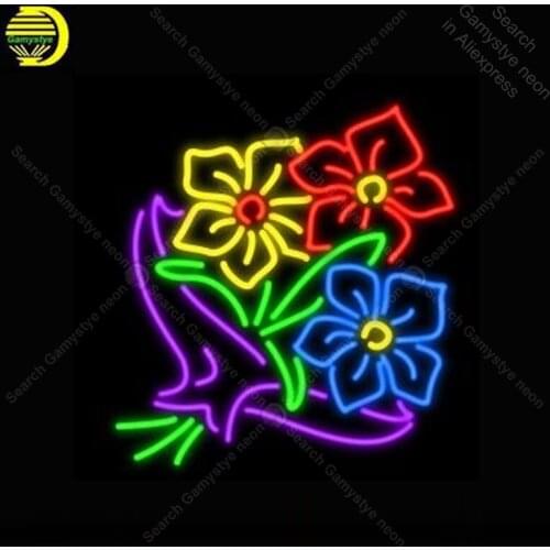 Neon Sign Florist FLOWERS Neon Bulb sign handcraft Letrero Beer Bar Home WALL neon signboard vintage neon light anuncio luminos