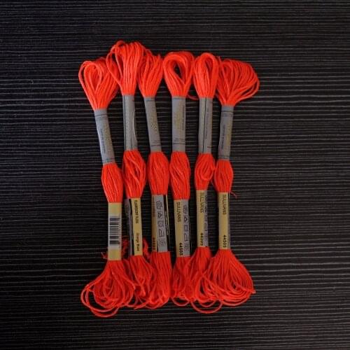 6 Skeins of 8.7Yards (8m) Fluorescent Floss Light Effects Polyester Embroidery Thread 6 StrandsOrange Blaze Color DMC Quality