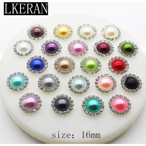 New Quality 16mm Pearl Button 10Pc 100% Scratch-free Silvers flatback DIY Crystal decorative button crafts scrapbook accessories