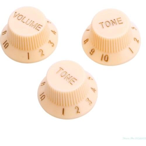 New 3Pcs Cream Guitars Strat Knob 1 Volume 2 Tones Control Knobs Drop Ship