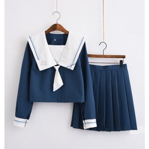 2019 Autumn Japanese Uniforms Navy Sailor Suit For Women Kansai Students Long/short sleeve Costume School Uniform For Girls