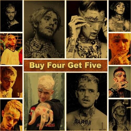 Hip Hop Rapper Lil Peep Posters Wall Stickers Kraft Paper Vintage Poster Prints High Quality for Living Room Bar Home Decor