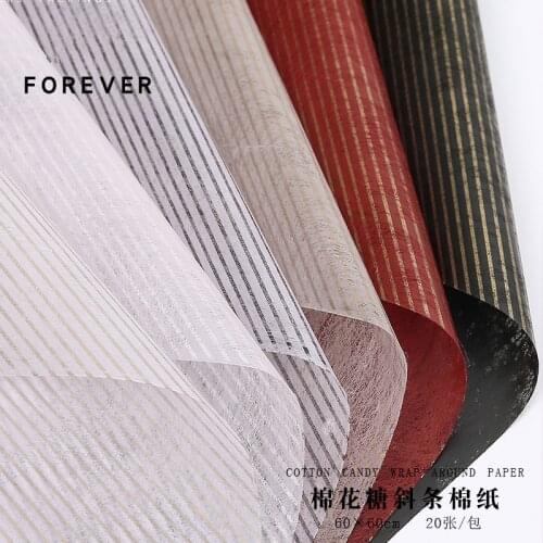 20pcs Korean Stripe Half Transparent Cotton Paper Luxury Light Soft Wrapping Paper Floral Packaging Paper