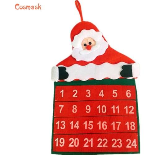 Cosmask Santa Christmas Advent Calendar 2020 3D Felt Haning Advent Calendar for Kids Christmas Decorations