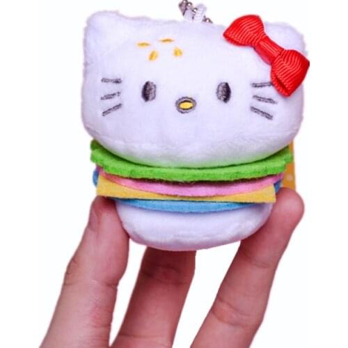 Cute 10CM Cartoon KT Cat Plush Doll KT COS Hamburger Soft Stuffed KT Cat Pendant Plush Toy Kids Gift