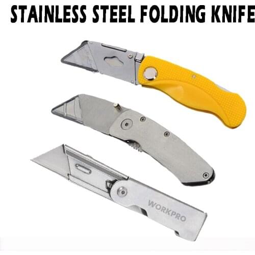 Folding Utility Knives Portable Stainless Steel Sharp Knife For Hiking And Working Cutting Cartons Fast Loading Of The Blade