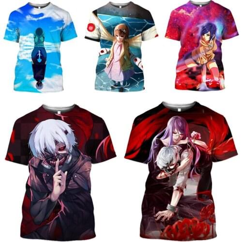 Tokyo Ghoul T Shirt 3D Print Anime Tshirt Funny Mens T-shirts Hip Hop Kaneki Ken Women Tees Tops Fitness Men Sportswear E005- 1