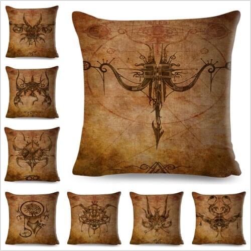 Vintage Parchment Constellations LOGO Cushion Cover Polyester Pillowcase Pillow for Sofa Car Home Decor Pillow Cover 45x45cm