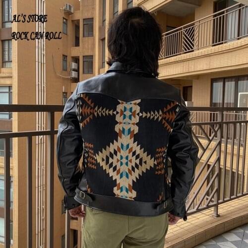 XW599 Read Description! Super Top Quality Genuine Japan Horse Leather & Wool Horsehide Stylish Durable Navajo Jacket
