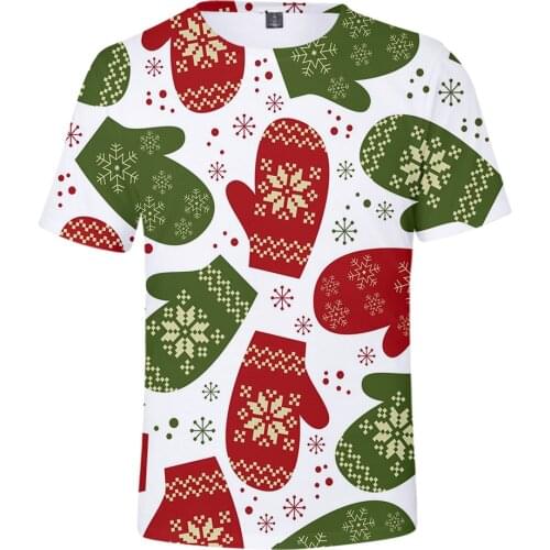Womens Mens Christmas Tshirt Gift 3D Short Sleeve Tops Santa Snowman Reindeer Novelty T-Shirt 2019 New Year Clothing