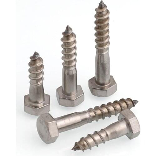 1-10PCS DIN571 M6-M12 304 Stainless Steel External Hex Self-tapping Screws Outer Hexagon Self-tapping Wood Screw Bolt