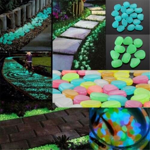 100Pcs Glow in the Dark Garden Pebbles Glow Stones Rocks for Walkways Garden Path Patio Lawn Garden Yard Decor Luminous stones