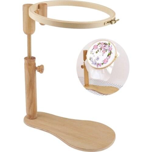 24Cm Stand Embroidery Hoop Wood Embroidery Cross Stitch Hoop Set Adjustable Desktop Frames Cross Stitch Embroidery Frame