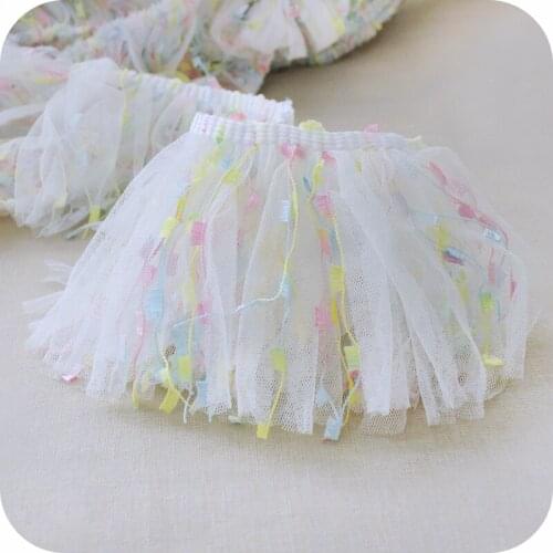 10CM Width Candy-colored tassel mesh yarn skirt Lace hem handmade DIY doll clothes dress Doll accessories
