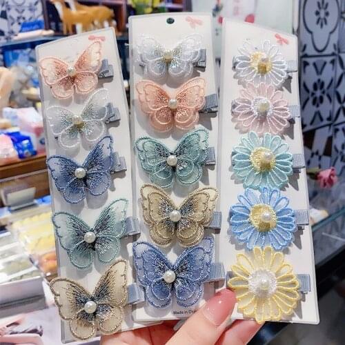 5Pcs/set New Fashion Butterfly Hair Clips Women Daisy Hairpins Floral Barrette Wedding Hairpins Styling Tools Hair Accessories