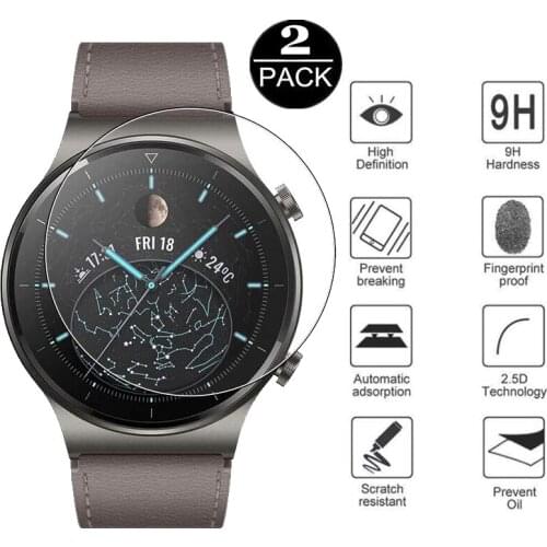2Pack for Huawei Watch GT 2 Pro Tempered Glass Screen Protector Scratch Smart watch Protective Glass film