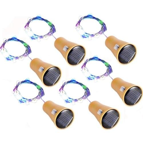6 Pack Solar Powered Wine Bottle Lights 20 LED Waterproof Copper Cork Shaped Lights for Wedding Christmas Outdoor Holiday Decor