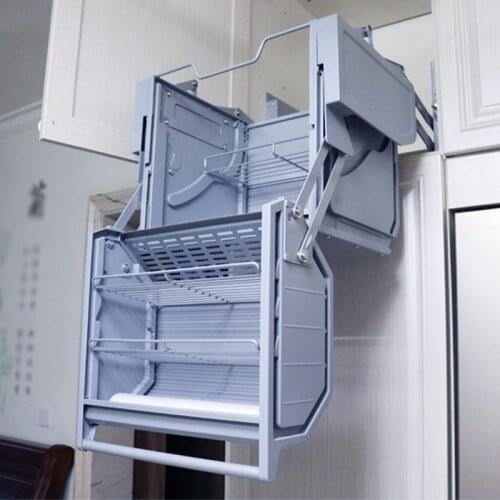 Damping Catamaran Storage to Refrigerator Top Cabinet Height Adjustable Basket Large-Volume Height Adjustable Cabinet Kitchen