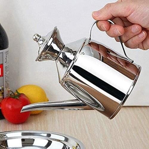 Stainless Steel Oil Can Vinegar Pot Bottle Container Storage Leak-Proof,Olive Oil Can with Drip-Free Spout