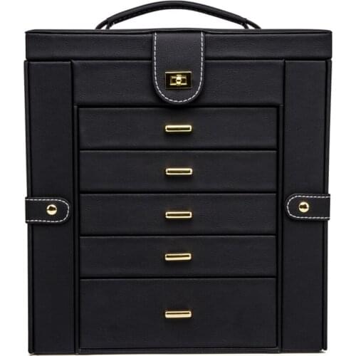 RY31125 Large-Capacity Jewelry Storage Box Multifunctional Earrings Necklaces Display Luxury Organizer Box With Makeup Mirror