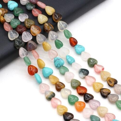 20pcs Natural Agates Stone Beads Heart Shape Mix Color Loose Stone Beaded for Making Necklace Bracelet Accessories 10x10x5mm