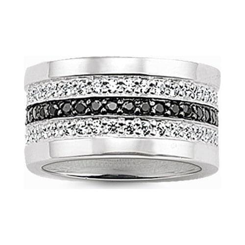 Black White Pave Cocktail Ring 925 Sterling Silver Europe Fine Good Jewerly For Women Men 2021 Summer Gift Super Deals Wholesale