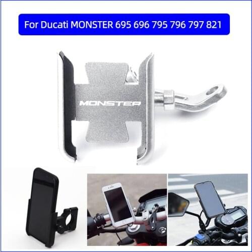 For Ducati MONSTER 695 696 795 796 797 821 Motorcycle Aluminum Mobile Phone Holder GPS Navigator Handlebar Bracket Accessories