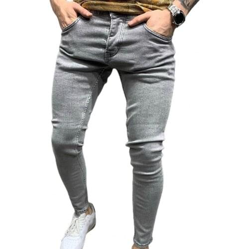 Jeans Summer Men Stretchy Mid Rise Summer Multi Pockets Zipper Fly Denim Sports Pants Streetwear Mens tracksuit