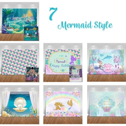 Mermaid backdrop Under the Sea Background for Party Decoration Fish Scale Newborn Birthday Theme Parties Backdrops for Photo