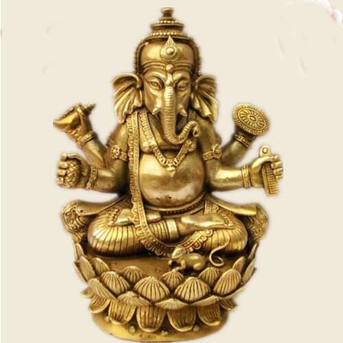 Southeast Asia HOME Company SHOP Efficacious Money Drawing Thailand Elephant GANESH Mammon God of wealth FENG SHUI BRASS statue