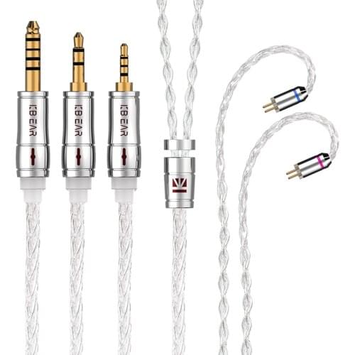KBEAR Limpid Pro 8 Core Pure Silver Cable 2.5/3.5/4.4MM With MMCX/2pin/QDC Connector For KZ ZS10 Pro AS10 ZSX ZSN PRO C12 V20