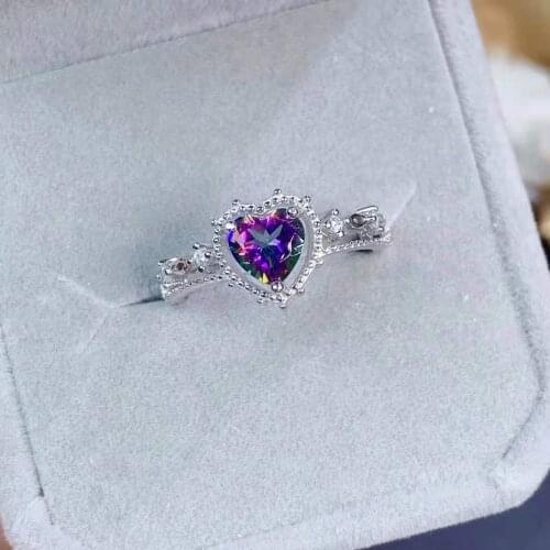 Natural Garnet/Colorful Crystal Gem S925 Sterling Silver Heart-shaped Ring Fine Fashion Jewelry for Weddings Parties MeibaPJFS
