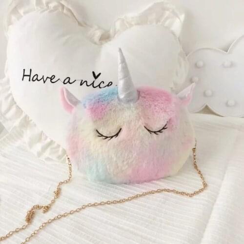 Nooer Colorful Unicorn Plush Shoulder Bag Rainbow Unicorn Plush Toys Tissue Box Girls Plush Toys Birthday Gift