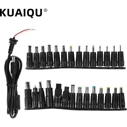 KUAIQU 1 Set /28pcs Universal AC DC Jack Charger Connector Plug For Laptop /Notebook AC DC Power Adapter with Cable
