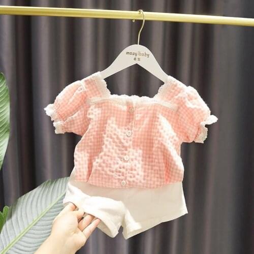 Summer Girl Clothes Sets Baby Short-Sleeved T-shirt Suit New Kids Baby Sweet Top + Pants Two-Piece Toddler Clothes Set