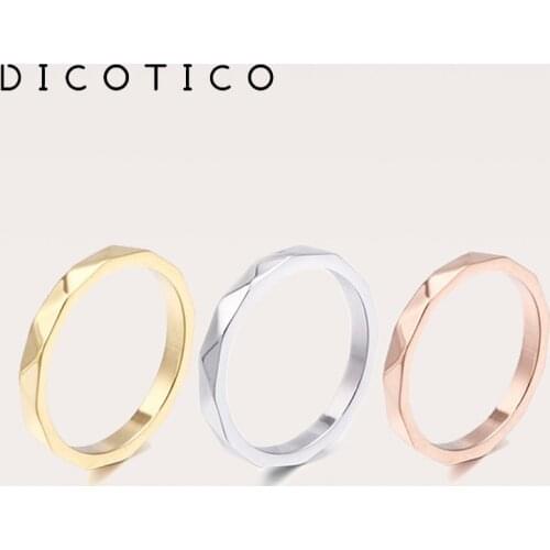 DICOTICO Fashion Tri-Color High Polished Stainless Steel Rings For Women Wedding Bands Mini Mujer Anillos Jewelry Accessory 2020