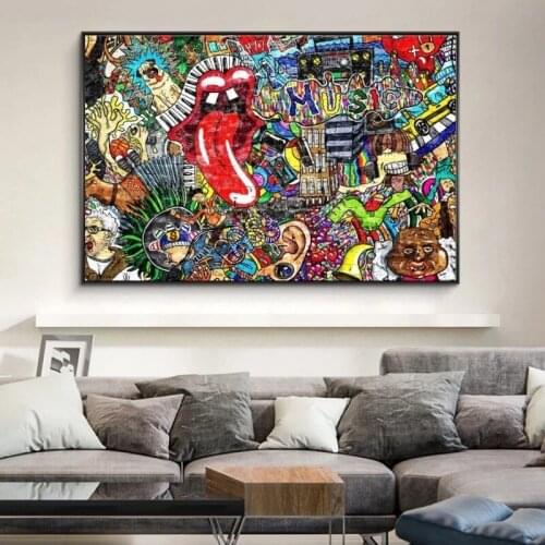 Music Graffiti Wall Art Paintings Print on Abstract Canvas Art Posters and Prints Modern Street Art Wall Pictures Home Decor