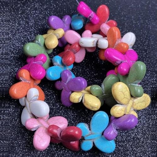 Natural Semi-precious Stones Turquoise butterfly Shape Mix-color for Jewelry Making Necklace Earrings Bracelet Gift