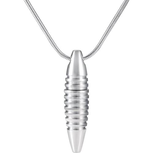 IJD2348 316L Stainless Steel Bullet Cremation Womens Mens for Ashes Urn Memorial Keepsake Necklace Jewelry