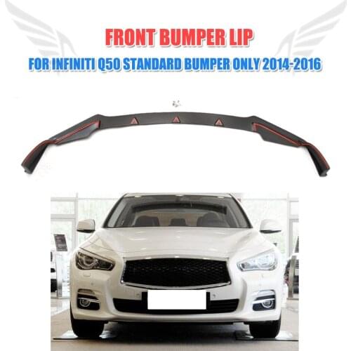 Front Bumper lip Spoiler Chin For Infiniti Q50 Standard Bumper Only 2014-2017 Non-Sport PU Black Car styling