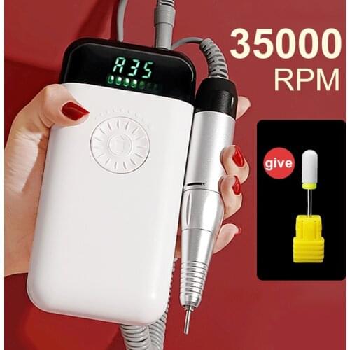 Rechargeable Nail Drill Professional 35000rpm Manicure Pedicure Polishing Shape Tools High Speed Compact No Injury Nail File Kit
