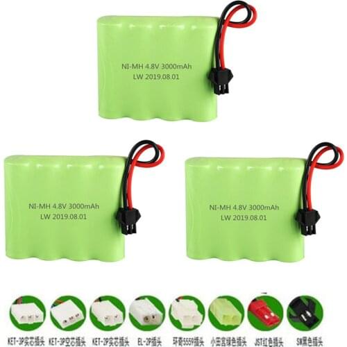 Upgrade 4.8v 3000mah Rechargeable Battery For Rc toys Cars Tanks Robots Gun Boat NiMH Battery AA 4.8v 2400mah Batteries Pack