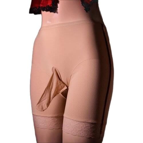 Sexy Men Lingerie Panties Lace Boxer Sheer U Convex Sheath Fetish Cock Ring Sissy Panites Shiny See Through Underwear Shorts