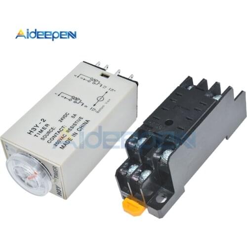 1 Set H3Y-2 AC 110V 220V DC 12V 24V Delay Timer Time Relay Module 8 Pin 0 - 30 Minute/Seconds With PYF08A Relay Base Socket
