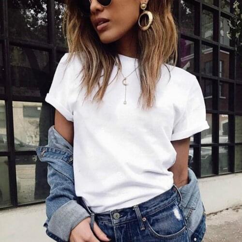 Women Tees Short Sleeve Autumn O-Neck Female T Shirts White Black Casual Basic Classic Summer Tops Clothes Coson Store