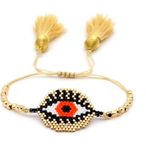 Go2boho Women Bracelet MIYUKI Friends Turkish Evil Eye Bracelets Tassel Golden Pulseras Mujer 2020 Handmade Woven Jewelry