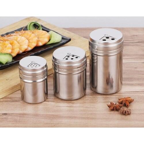 Rotating Cover Salt Sugar Bottle 1Pcs Multi-purpose Stainless Steel Kitchen Gadgets Spice Pepper Shaker Spice Jar Seasoning Can