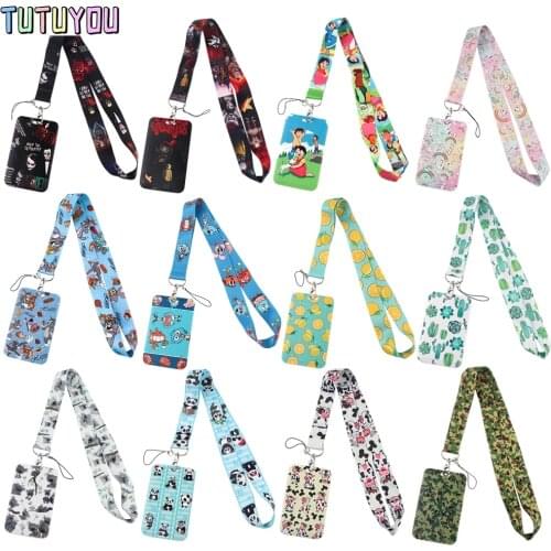1pcs PC2749 Cartoon Fashion Lanyard ID Badge Holder Bus Pass Case Cover Slip Bank Credit Card Holder Strap Cardholder Jewelry