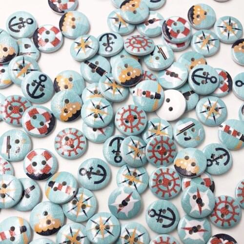 Mixed Sea Sailor Anchor Series Buttons for Needlework Craft Scrapbooking DIY Sewing Decorative Childrens Button Clothing WB613